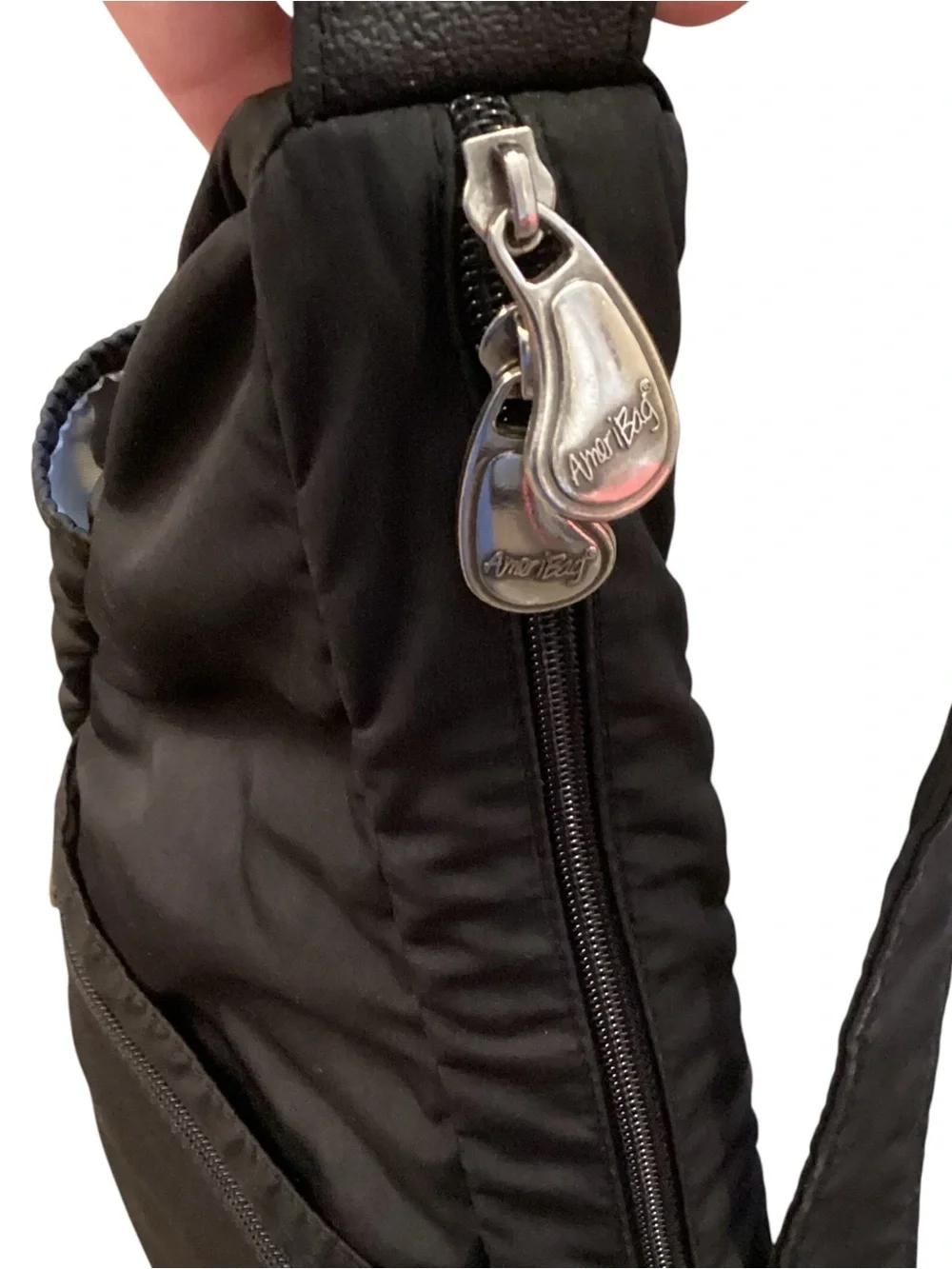 AmeriBag Healthy Back Bag Black‎ Nylon Crossbody Sling Backpack
